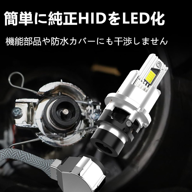 CIWENDAN D4S LED Headlight, Wiringless, Built-In Canceller, Supports 12V, White
