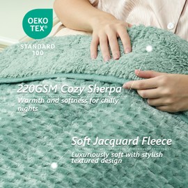 Mr. Sandman Weighted Blankets for Adults Queen Size 20lbs, Warm Sherpa Fleece Throw Blanket for Sleep and Calm, Soft Cozy Heavy Bed Blanket with Jacquard Flannel, 60 x 80 Inches, Green
