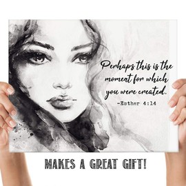 Esther 4:14"Perhaps This is the Moment for Which You Were Created." Bible Verse Wall Print- Unframed 11 x 14 Black & White Print - Inspirational Gift for Family & Friends