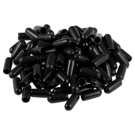 sourcing map 100pcs Rubber End Caps 4.5mm ID Vinyl Round Tube Bolt Cap Cover Screw Thread Protectors Black