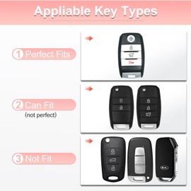 Pangpai Pink Car Accessories 3 Pcs for Kia Forte Koup Niro Optima Rio Sorento Soul Sportage Key Fob Cover with Bling Keychain Cute Push to Start Button Cover