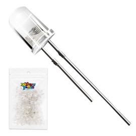 Novelty Place 100pcs 5mm White LED Diode Lights - Super Bright Clear Transparent DC 3V 20mA Light Emitting Diode LED Bulbs - DIY Science Project Electronic Components Lighting Kit (White Light)
