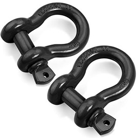 LIBERRWAY Shackles 3/4" (2 Pack) 57,000 lbs Break Strength with 7/8'' Pin D Ring Shackle Rugged Off Road Shackles Heavy Duty D Ring for Vehicle Recovery, Black