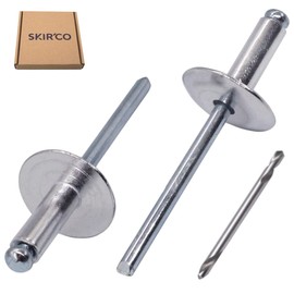 SKIR'CO (Pack of 30) Large Flange Aluminium Blind Rivets 4.8 x 14 mm, Steel Mandrel, Drill Included