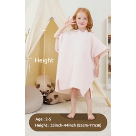 BANGSAUR Hooded Poncho Towel for Toddlers Babies Cotton Lightweight Cover-up Bath Beach Changing Towels, 2-5 Years,Grey,23.6in