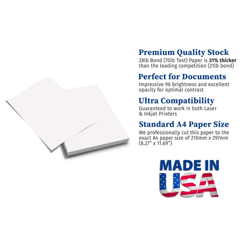 Premium A4 (8.3"x 11.7") Printer Paper - 70lb Text (105