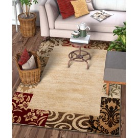 Well Woven Barclay Vane Willow Damask Beige Modern Area Rug 3'11'' X 5'3''