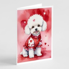 Caroline's Treasures DAC5288GCA7P Bichon Frise My Valentine Greeting Cards Pack of 8 Blank Cards with Envelopes Whimsical A7 Size 5x7 Blank Note Cards
