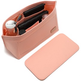 Doxo Purse Organizer Insert & Base Shaper 2pc Set, Felt Handbag & Tote Bag Fit L Speedy 30 Nererfull PM More(Pink,Medium-Combination)