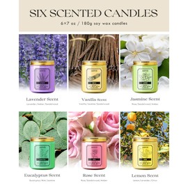 AOOVOO Scented Candles for Women, Colorful Jar Candle for Home Scented, 6 Pack Soy Candles 42 oz 300 Hours Burn, Aromatherapy Candles Gifts Set for Birthday