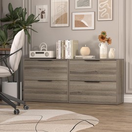 LUCYPAL Wood Lateral File Cabinet 2 Drawer,Lateral File Cabinets with Metal Handles for Letter Size,Large Storage Cabinet for Printer Stand,Grey 27.56" W x 14.57" D x 24.02" H