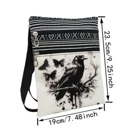 LiuenMgg Ink Crow Messenger Bag Small Ethnic Pattern Printed Adjustable Strap Crossbody Zipper Bag Ink Crow Phone Bag Wallet Cute Shoulder Handbag for Women Friends -2