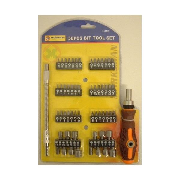 58 PC PIECE ASSORTED MIXED BIT TOOL TOOLS SET KIT