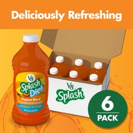 V8 Splash Diet Tropical Blend Diet Juice Drink, 64 Ounce Bottle (Pack of 6)