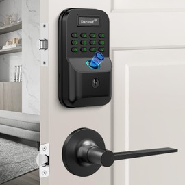 Fingerprint Door Lock with 2 Lever Handles - front door lock set, keyless entry door lock deadbolt with handle set,Smart Deadbolt Bluetooth Electronic Digital Keypad Lock,Auto Lock,door lock with code