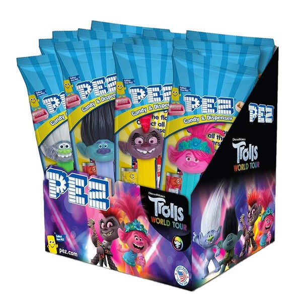 PEZ Candy Trolls Assorted Dispensers, 0.58 Ounce (Pack of 12), 6.96 Ounce