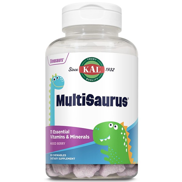 KAL Kid’s MultiSaurus Vitamins & Minerals | Mixed Berry Flavor | Children’s Once Daily Multivitamin | 90 Chewables