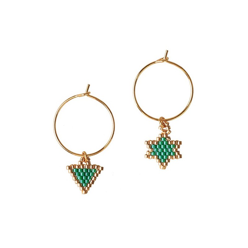 KELITCH Christmas Hoop Earrings Handmade Christmas Tree Earrings, Crystal, No-Gem-Tye