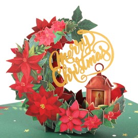 Liif Merry Christmas Card, 3D Greeting Pop Up Christmas Card | With Message Note & Envelop | Size 7 x 5 Inch