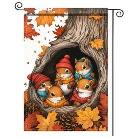 Nuxovilar Thanksgiving Garden Flag Fall Garden Flag 12x18IN Squirrels Autumn Nest Yard Porch House Double - Side For Home Outdoor Yard Patio Lawn Decor