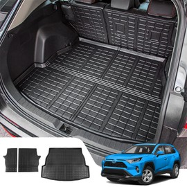 Dattumar Cargo Mat Compatible with 2019-2024 Toyota Rav4 Trunk Mat Cargo Liner TPE All Weather Back Seat Cover Protector 2023 Toyota Rav4 Accessories (Backrest Mats+Trunk Mat)