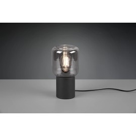 Reality Leuchten Nico R50591032 Table Lamp Metal Black Matt Glass Smoky Coloured Excl. 1x E27