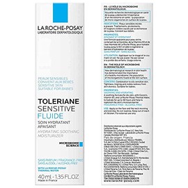La Roche-Posay Toleriane Sensitive Fluide Protective Moisturizer, Oil-Free, 1.35 Fl. Oz.