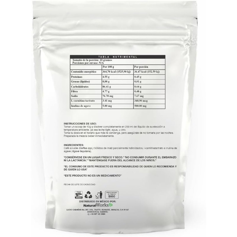 Natural Works Lipo Coffee Café Termogénico 250 g Suplemento Alimenticio
