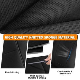 Kistrba Truck Seat Cover Compatible with 2004-2008 Ford F150 XLT Super Cab Rear, Knitted Fabric Durability Heavy Duty Seat Cover (Black, 2004-2008 F150 XLT Super Cab Rear)