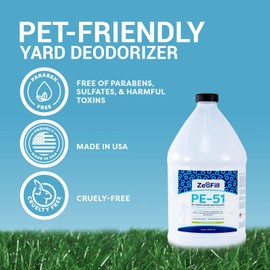 ZEOFILL PE-51 Pet Odor Eliminator - Professional Strength Urine Enzyme Cleaner | Pet, Turf & Yard Smell Remover | Cat & Dog Pee Deodorizer Spray | Outdoor Use | Natural Eco-Friendly Enzymes | 4 Gallon