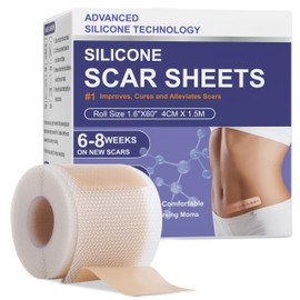 Silicone Scar Sheets, Advanced Medical Silicone Scar Tape(1.6"x 60"Roll-1.5M), Professional Grade Scar Removal Strip for Surgery, Tummy, Mouth, Face, C Section, Burn, Keloid, Acne Scars etc