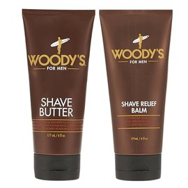 Woody's Shave Butter and Woody's Shave Relief Balm Set, 1.7 Fl Oz Butter, 6 oz. Balm