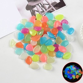 AIMALL 100/200/300/500PCS Pebbles Stone Glow in The Dark Rock Fish Tank Stones Garden Road, Photoluminescent Pigment & Resin