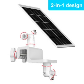 6W Solar Panel with Gutter Mount for Ring Cameras,Stick Up Cam, Stick Up Cam Pro, Spotlight Cam Plus/Pro with Waterproof Cable and USB-C to Barrel Plug Adapter (White)