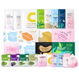 Korean Skincare Set with Face Masks & Face Treatments, Moisturising Face Mask, Collagen Mask, Eye Pads, Lip Care for Gifts for Women, Hydration and Gentle Ingredients, Pack of 26