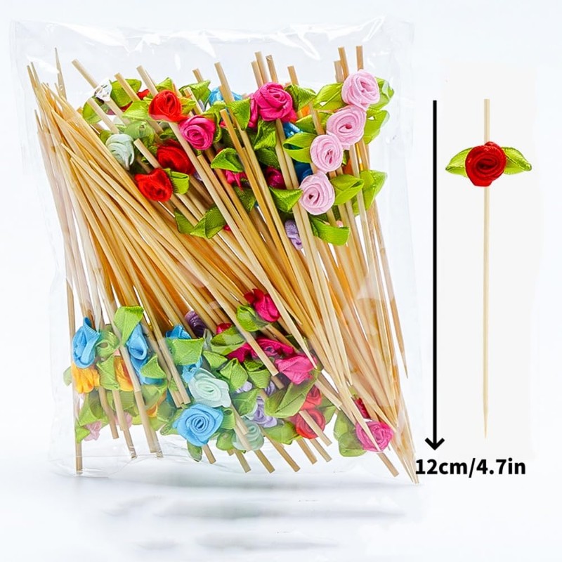 200 Pcs Bamboo Cocktail Picks,Cocktail Skewers for Appetizers Picks, Fancy