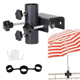 Parasol Holder Balcony Railing with Hooks, Diameter 25-38 mm Balcony Umbrella Holder Adjustable, Parasol Holder, Balcony Railing Bracket, Balcony Umbrella Holder