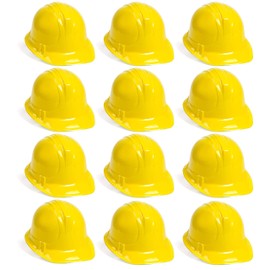 The Glowhouse Pack of 12 Construction Plastic Party Hats Kids & Adults Party Hats - Fancy Dress Up Soft Hats for Kids and Adults (Pack of 12)