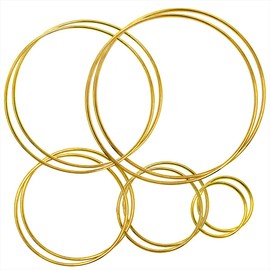 Qoaimu 10 Pcs Metal Rings for Crafts, Dream Catcher Rings, Macrame Rings, Metal Floral Hoops, Metal Hoops for Crafts, Dream Catcher Wedding Wreath DIY (Gold, 2/3/4/5/6 Inch)