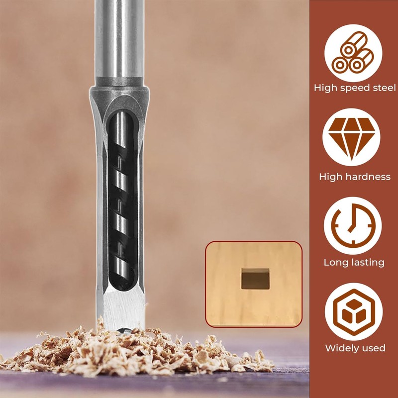 kimllier 7Pcs Square Hole Drill Bit, Stainless Steel Sharp Durable