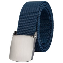 KYEYGWO Elastic Web Belts for Men Woman, Stretch Nylon Waist Belt with Pressing Alloy Buckle, Navy