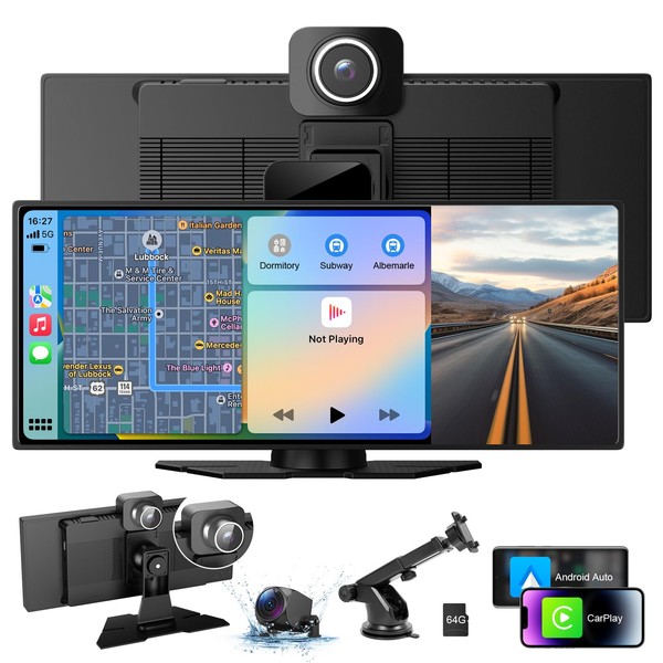 Portable Carplay Screen for Car, 10.26" Wireless Apple Carplay &