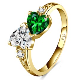 ETERMBOL Celtic Knot Emerald Ring for Women May Birthstone Ring for Women Statement Ring for Women 14K Gold Plated 925 Sterling Silver Promise Ring Anniversary Size 8