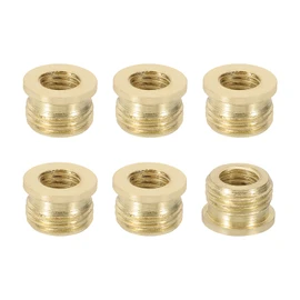 PATIKIL 7mm Lamp Holder Finial Cap Adapters, 6 Pcs Male 1/8 IP (3/8") to Female 1/4-27 Brass Lamp Holder Finial Full Thread Adapter Lamp Finials Connector for Lamps Finials Install