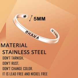 TGBJE Ohana Means Family Cuff Bracelet Hawaiian Jewelry Gift for Best Friend (Rose Ohana Bangle)