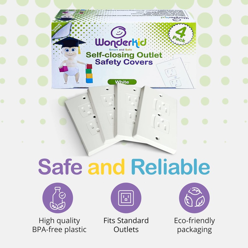 Self-Closing Electrical Wall Outlet Covers for Baby Proofing, Premium Plastic,