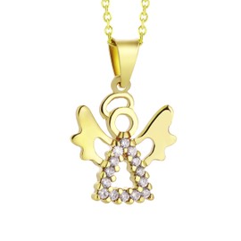 fish Girls Boys 333 Gold Chain 333 Gold Pendant Guardian Angel with Zirconia Length Adjustable Gift Packaging Birth Gift, Cubic Zirconia Zirconia Gold, Cubic Zirconia