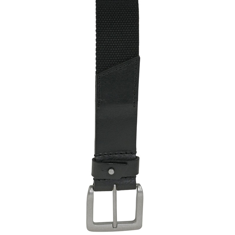 HC Men's Premium Leather Belt with Fabric Insert - black