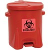 Eagle 6 Gallon Biohazard Trash Can with Foot-Operated Self-Closing Lid,