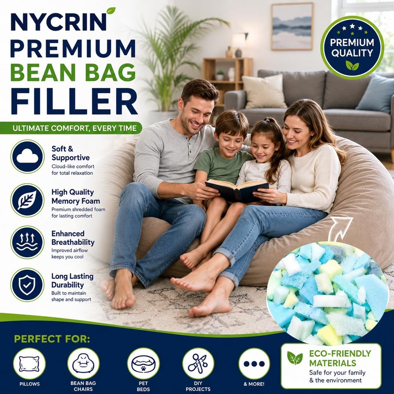 10lbs Shredded Memory Foam Filler for Pillows, Bean Bags &